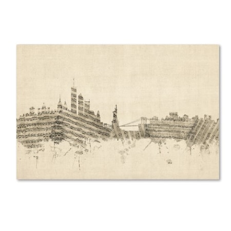 Michael Tompsett 'New York Skyline Sheet Music II' Canvas Art,22x32